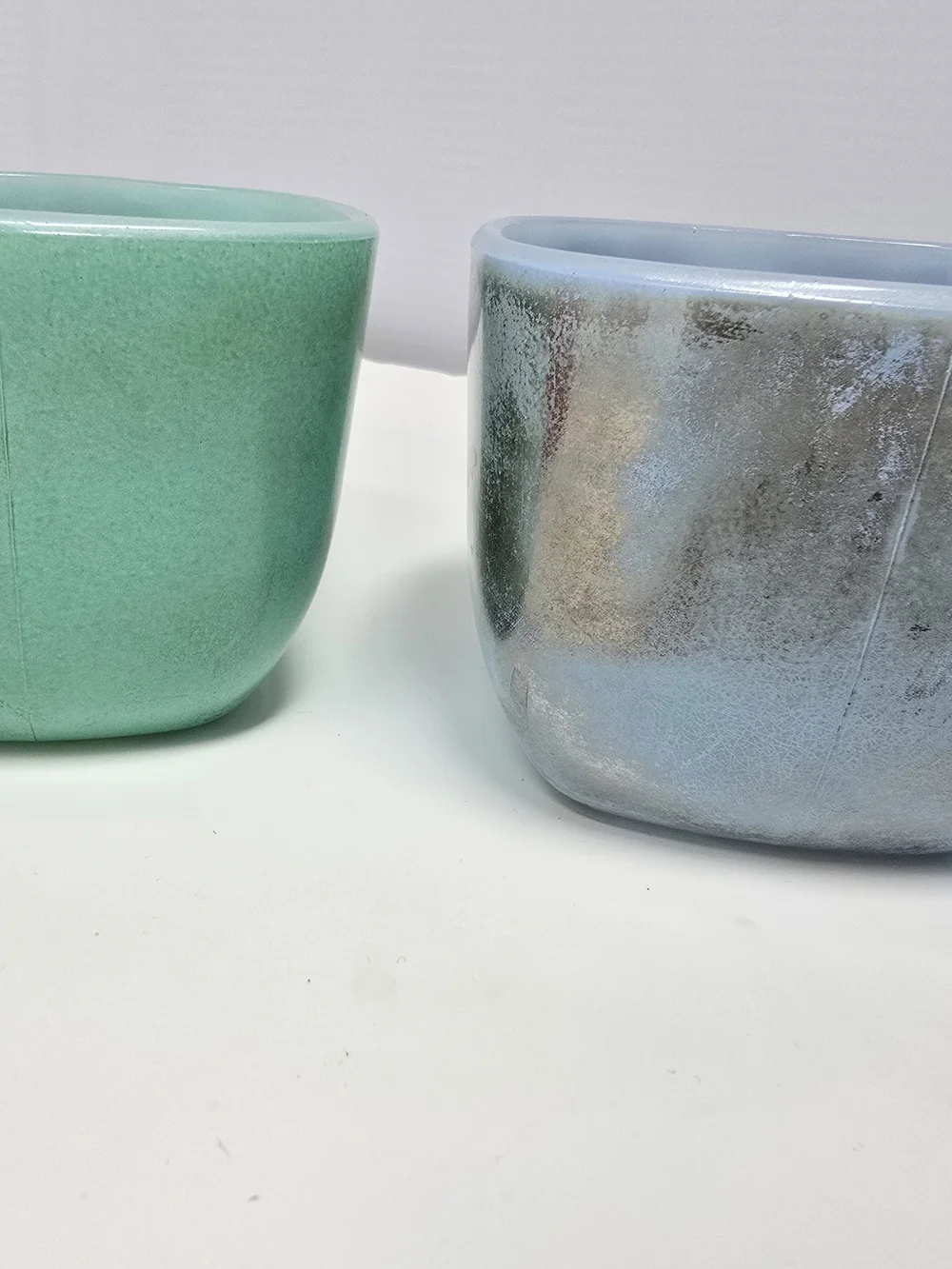 Vintage 1950s Glasbake Milk Glass Square Mugs - Set of 6 Rainbow Colors
